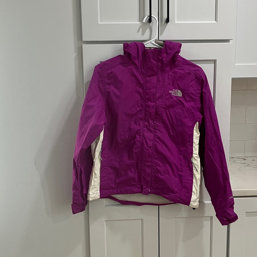 The North Face Hyvent Women's Purple White Windbreaker Rain Jacket Coat